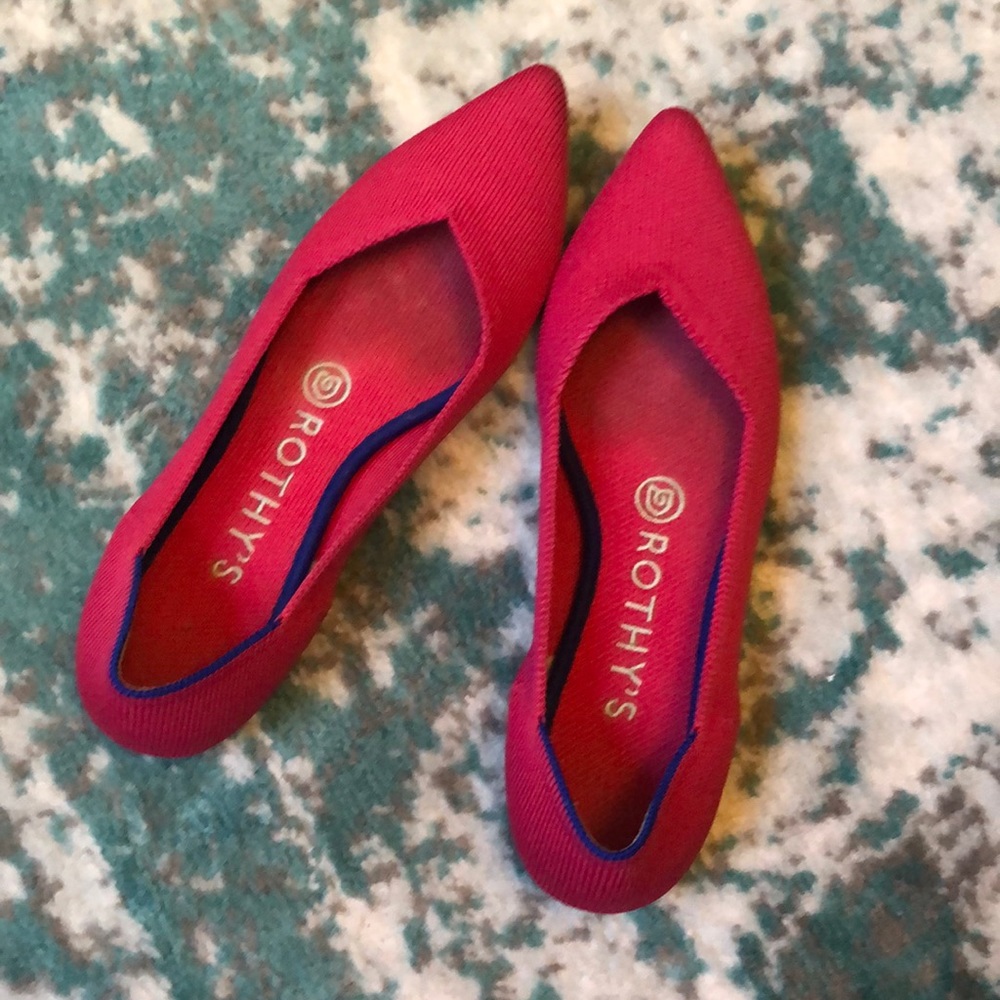6.5W Rothy’s Pointy Flats. Hot pink.